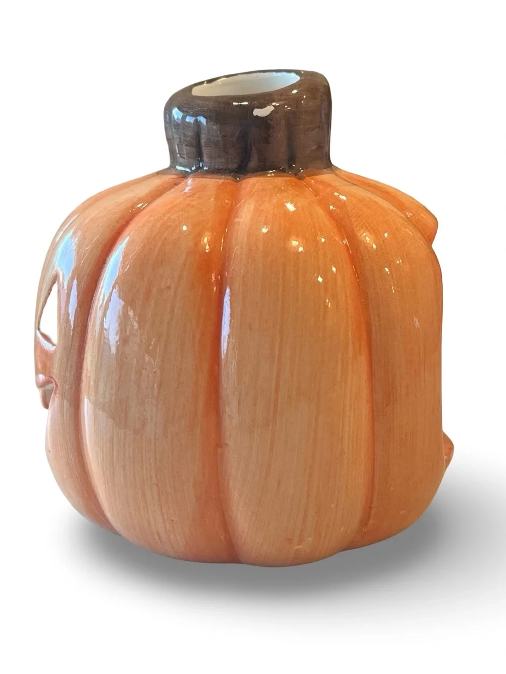Ceramic Halloween Jack O Lantern Tea Light Candle Holder